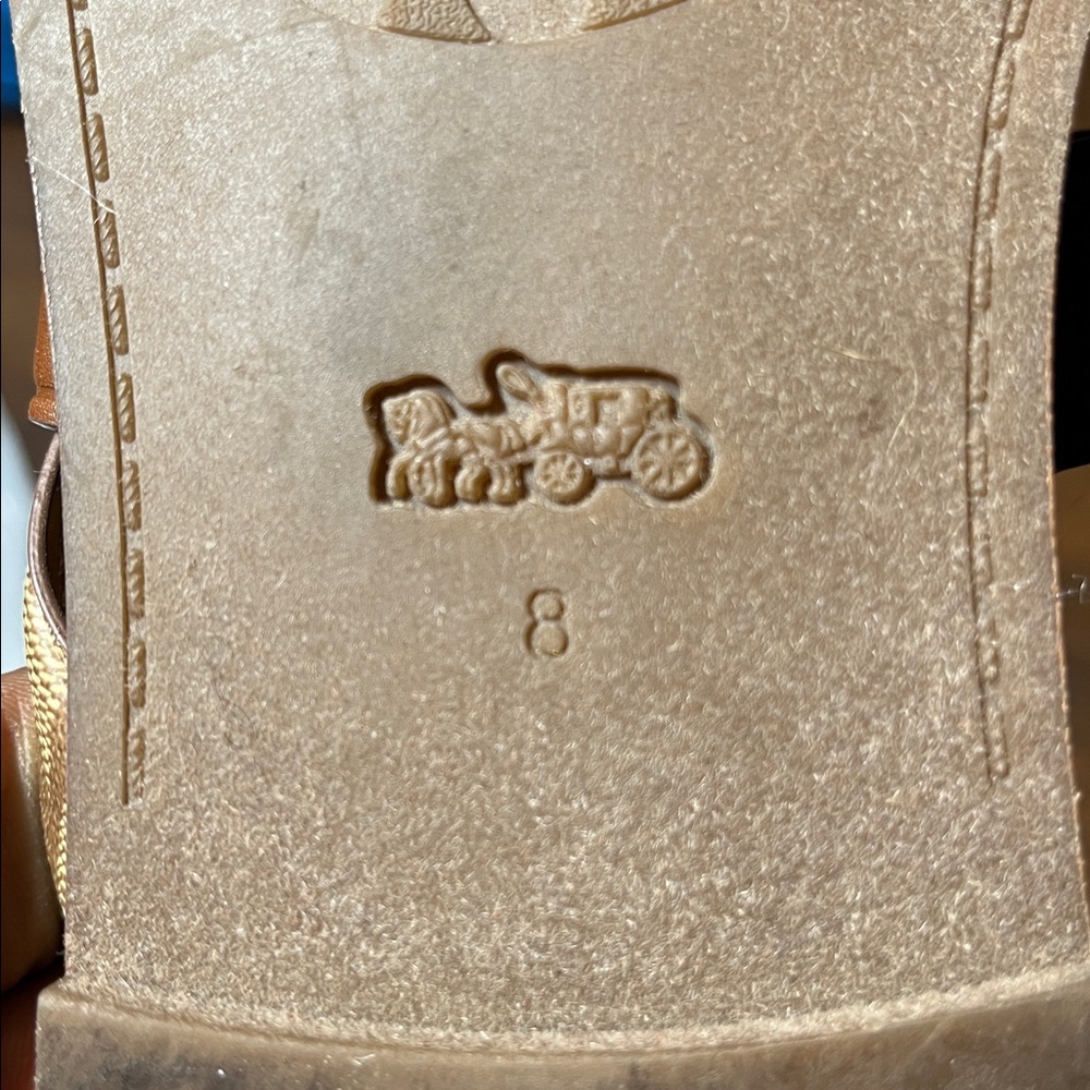 Coach Harlan Signature leather and canvas sandal in khaki and saddle - Picture 7 of 10